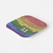 ヴィンテージLGBT国旗のプライド悩むレインボーモノグラム ペーパープレート (傾斜あり)
