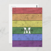 ヴィンテージLGBT国旗のプライド悩むレインボーモノグラム ポストカード (正面/裏面)