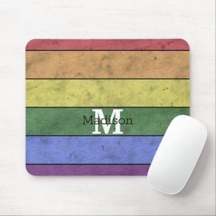 ヴィンテージLGBT国旗のプライド悩むレインボーモノグラム マウスパッド