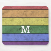 ヴィンテージLGBT国旗のプライド悩むレインボーモノグラム マウスパッド (正面)