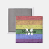 ヴィンテージLGBT国旗のプライド悩むレインボーモノグラム マグネット (正面/裏面)