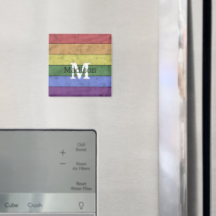 ヴィンテージLGBT国旗のプライド悩むレインボーモノグラム マグネット