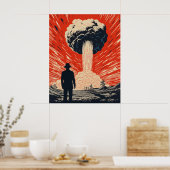 ヴィンテージLinocutポスタエレガントー – スーツ姿の男とH ポスター (キッチン)