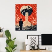 ヴィンテージLinocutポスタエレガントー – スーツ姿の男とH ポスター (ホームオフィス)