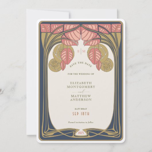 ヴィンテージMackintoshの木の日付を保インスパイア存する 招待状 (正面)