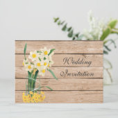 ヴィンテージMason jarとDaffodils招待状カード 招待状 (スタンド正面)