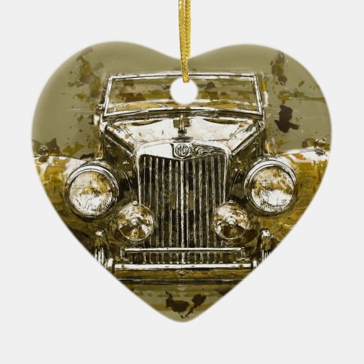 ヴィンテージMGのスポーツ・カー セラミックオーナメント (正面)