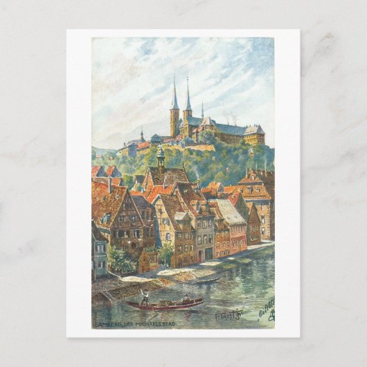 ヴィンテージMichaelsberg Abbey、Bamberg、ドイツ ポストカード (正面)
