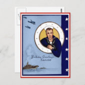 ヴィンテージMilitaryBirthdayグリーティングセーラーポストカード ポストカード (正面/裏面)