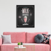 ヴィンテージMilkShakeポスター – Chalkboard キャンバスプリント (インサイチュ (リビング))