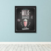 ヴィンテージMilkShakeポスター – Chalkboard キャンバスプリント (インサイチュ (ウッドフロア))