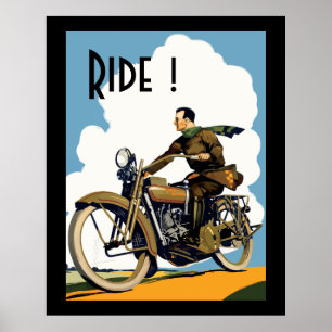 ヴィンテージMortorcycle -乗車! ポスター