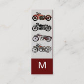 ヴィンテージMOTORCYCLES赤い白灰色の黒 スキニー名刺 (裏面)