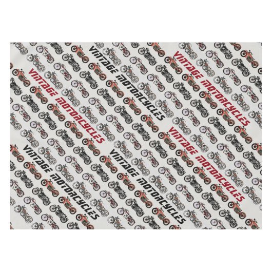 ヴィンテージMOTORCYCLES赤い白灰色の黒 テーブルクロス (正面(横))