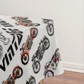 ヴィンテージMOTORCYCLES赤い白灰色の黒 テーブルクロス (インサイチュ)