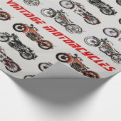 ヴィンテージMOTORCYCLES赤い白灰色の黒 ラッピングペーパー (角)