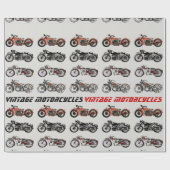 ヴィンテージMOTORCYCLES赤い白灰色の黒 ラッピングペーパー (フラット)
