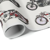 ヴィンテージMOTORCYCLES赤い白灰色の黒 ラッピングペーパー (ロールコーナー)