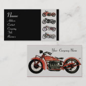 ヴィンテージMOTORCYCLES赤い白灰色の黒 名刺 (正面/裏面)