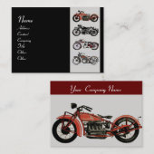 ヴィンテージMOTORCYCLES赤い白灰色の黒 名刺 (正面/裏面)