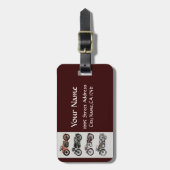 ヴィンテージMOTORCYCLES赤い黒いグレー ラゲッジタグ (正面縦)