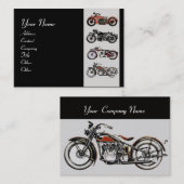 ヴィンテージMOTORCYCLES赤い黒いグレー 名刺 (正面/裏面)