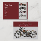ヴィンテージMOTORCYCLES赤い黒いグレー 名刺 (正面/裏面)
