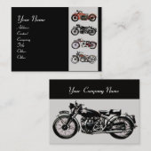 ヴィンテージMOTORCYCLES赤い黒いグレー 名刺 (正面/裏面)