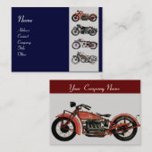 ヴィンテージMOTORCYCLES青い赤い白い灰色 名刺 (正面/裏面)