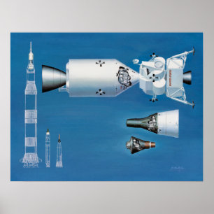 ヴィンテージNASA宇宙船とロケット ポスター