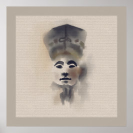 ヴィンテージNefertitiファラオニッククイーンパピルス質感 ポスター
