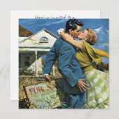 ヴィンテージnewlyweds、おもしろい引っ越し祝いパーティーパーティー 招待状 (正面/裏面)