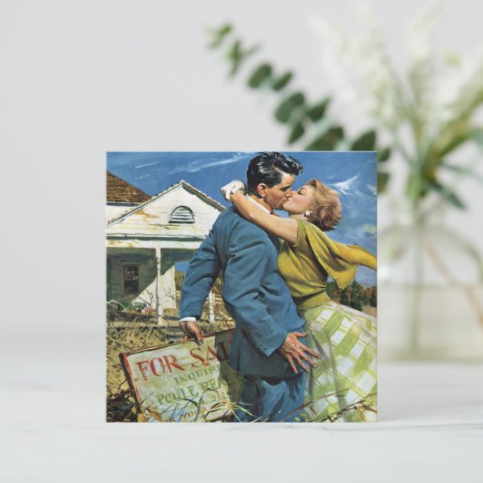 ヴィンテージnewlyweds、おもしろい引っ越し祝いパーティーパーティー 招待状 (スタンド正面)