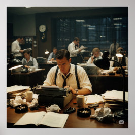 ヴィンテージNewsroomグラフィック ポスター