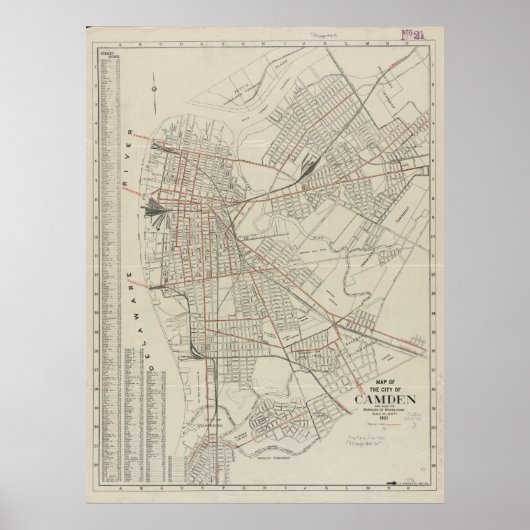 ヴィンテージNJの地図（1921年） ポスター (正面)