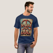 ヴィンテージNo War on Iran Peaceレトロ抗議 Tシャツ (正面フル)