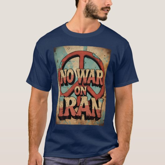ヴィンテージNo War on Iran Peaceレトロ抗議 Tシャツ (正面)