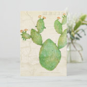 ヴィンテージNopalサボテン水色グリーティングカード 招待状 (スタンド正面)