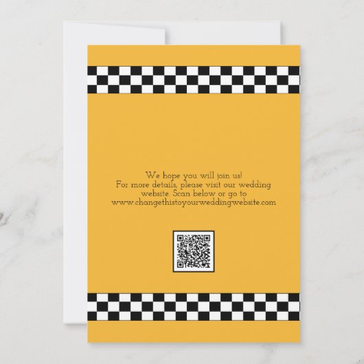 ヴィンテージNYCイエロー市松模様にキャブスタイル セーブザデート (裏面)