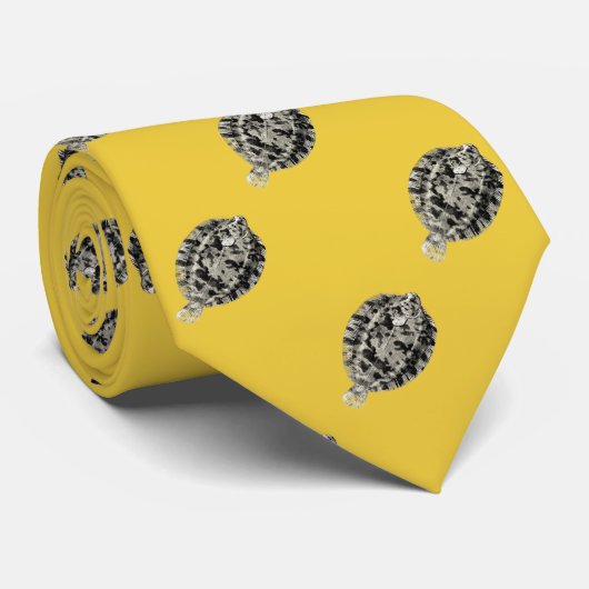 ヴィンテージNZの魚-カレイの一種Limoncello ネクタイ (ロール)