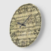 ヴィンテージOld Music Notes紙テクスチャ ラージ壁時計 (傾斜)