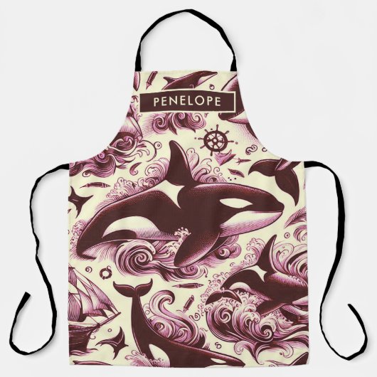 ヴィンテージOrcaシ航海のームレス エプロン (正面)