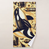 ヴィンテージOrcaパタ航海のーン バスタオル (バスタオル)