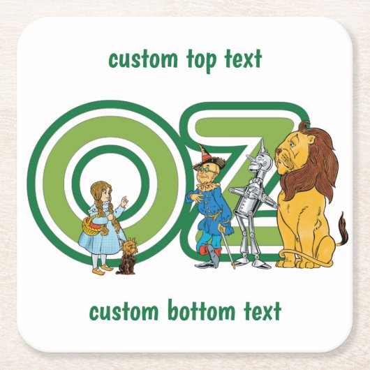 ヴィンテージOzキャラクターと文字文字 スクエアペーパーコースター (正面)