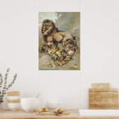 ヴィンテージP.T.バーナムライオンとタイガープリント ポスター (キッチン)