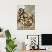 ヴィンテージP.T.バーナムライオンとタイガープリント ポスター (ホームオフィス)