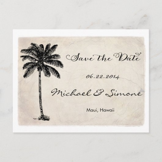 ヴィンテージPalm Treeビーチ日付はがきを保存 案内ポストカード (正面)