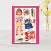 ヴィンテージPaperdoll少し失敗Muffetの挨拶状 カード (黄色い花)