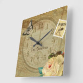 ヴィンテージParis主題のカスタマイズフランスの可能 スクエア壁時計 (傾斜)