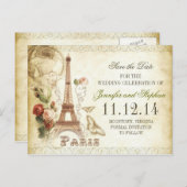 ヴィンテージPARIS日付はがきを保存 案内ポストカード (正面/裏面)